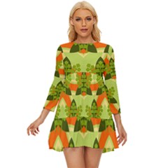 Texture Plant Herbs Herb Green Long Sleeve Babydoll Dress