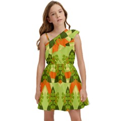 Texture Plant Herbs Herb Green Kids  One Shoulder Party Dress