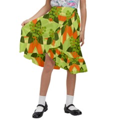 Texture Plant Herbs Herb Green Kids  Ruffle Flared Wrap Midi Skirt