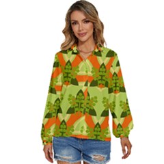 Texture Plant Herbs Herb Green Women s Long Sleeve Button Up Shirt