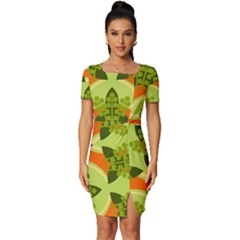 Texture Plant Herbs Herb Green Fitted Knot Split End Bodycon Dress