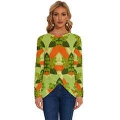 Texture Plant Herbs Herb Green Long Sleeve Crew Neck Pullover Top