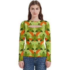 Texture Plant Herbs Herb Green Women s Cut Out Long Sleeve T-Shirt