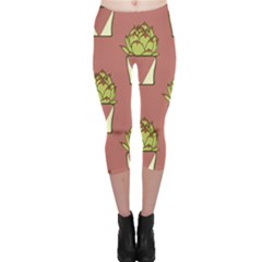 Cactus Pattern Background Texture Capri Leggings  by Hannah976