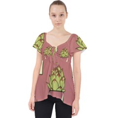 Cactus Pattern Background Texture Lace Front Dolly Top