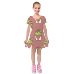 Cactus Pattern Background Texture Kids  Short Sleeve Velvet Dress by Hannah976