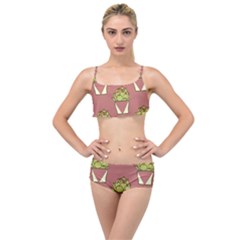 Cactus Pattern Background Texture Layered Top Bikini Set