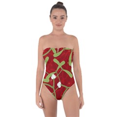 Mistletoe Christmas Texture Advent Tie Back One Piece Swimsuit