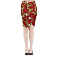 Mistletoe Christmas Texture Advent Midi Wrap Pencil Skirt