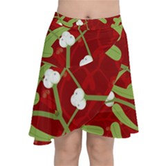 Mistletoe Christmas Texture Advent Chiffon Wrap Front Skirt by Hannah976