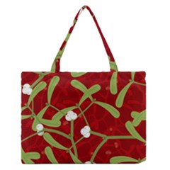 Mistletoe Christmas Texture Advent Zipper Medium Tote Bag