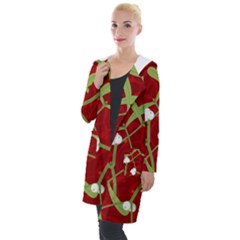 Mistletoe Christmas Texture Advent Hooded Pocket Cardigan