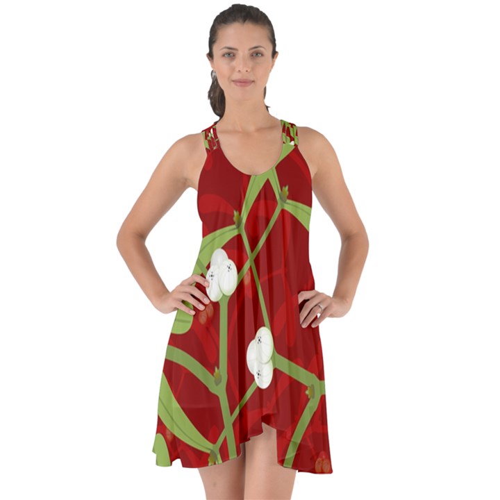 Mistletoe Christmas Texture Advent Show Some Back Chiffon Dress
