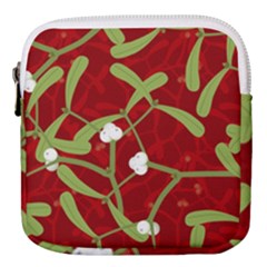 Mistletoe Christmas Texture Advent Mini Square Pouch