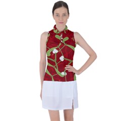 Mistletoe Christmas Texture Advent Women s Sleeveless Polo T-shirt by Hannah976