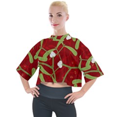 Mistletoe Christmas Texture Advent Mock Neck T-shirt