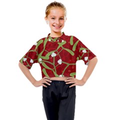 Mistletoe Christmas Texture Advent Kids Mock Neck T-shirt