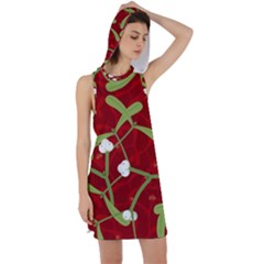 Mistletoe Christmas Texture Advent Racer Back Hoodie Dress