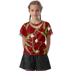 Mistletoe Christmas Texture Advent Kids  Front Cut T-shirt