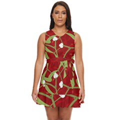 Mistletoe Christmas Texture Advent Waist Tie Tier Mini Chiffon Dress