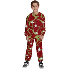 Mistletoe Christmas Texture Advent Kids  Sweatshirt Set