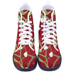 Mistletoe Christmas Texture Advent Women s High-top Canvas Sneakers