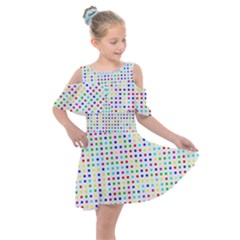 Dots Color Rows Columns Background Kids  Shoulder Cutout Chiffon Dress