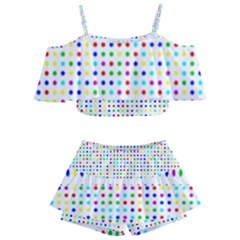 Dots Color Rows Columns Background Kids  Off Shoulder Skirt Bikini by Hannah976