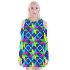Pattern Star Abstract Background Velvet Long Sleeve Shoulder Cutout Dress