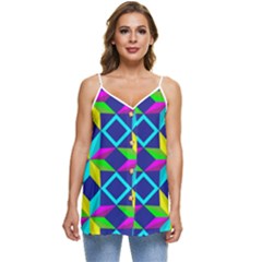 Pattern Star Abstract Background Casual Spaghetti Strap Chiffon Top