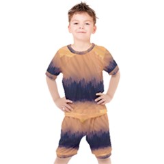 Landscape Nature Mountains Sky Kids  T-shirt And Shorts Set