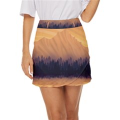 Landscape Nature Mountains Sky Mini Front Wrap Skirt by Hannah976