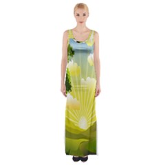 Wallpaper Background Landscape Thigh Split Maxi Dress by Hannah976