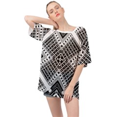 Pattern Tile Repeating Geometric Oversized Chiffon Top