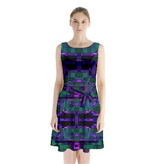 Abstract Pattern Desktop Wallpaper Sleeveless Waist Tie Chiffon Dress
