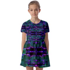 Abstract Pattern Desktop Wallpaper Kids  Short Sleeve Pinafore Style Dress by Hannah976