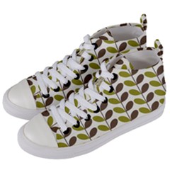 Leaf Plant Pattern Seamless Women s Mid-top Canvas Sneakers