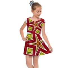 Pattern Tile Decorative Design Star Kids  Cap Sleeve Dress