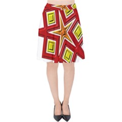 Pattern Tile Decorative Design Star Velvet High Waist Skirt