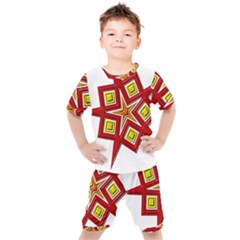 Pattern Tile Decorative Design Star Kids  T-shirt And Shorts Set