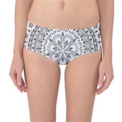 Vector Mandala Drawing Decoration Mid-waist Bikini Bottoms by Hannah976