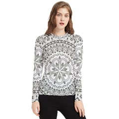 Vector Mandala Drawing Decoration Women s Long Sleeve Rash Guard