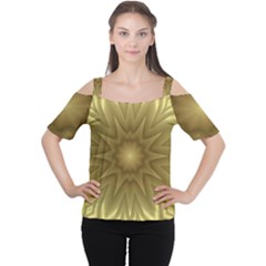 Background Pattern Golden Yellow Cutout Shoulder T-shirt