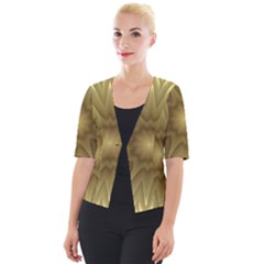 Background Pattern Golden Yellow Cropped Button Cardigan