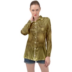 Seamless Pattern Green Garden Long Sleeve Satin Shirt