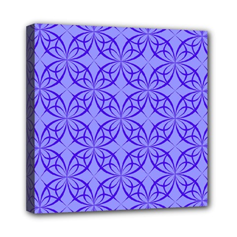 Decor Pattern Blue Curved Line Mini Canvas 8  X 8  (stretched)
