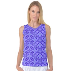 Decor Pattern Blue Curved Line Women s Basketball Tank Top