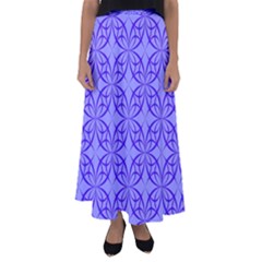 Decor Pattern Blue Curved Line Flared Maxi Skirt