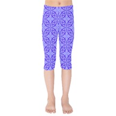 Decor Pattern Blue Curved Line Kids  Capri Leggings 