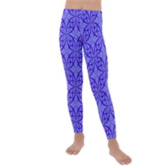 Decor Pattern Blue Curved Line Kids  Lightweight Velour Leggings by Hannah976